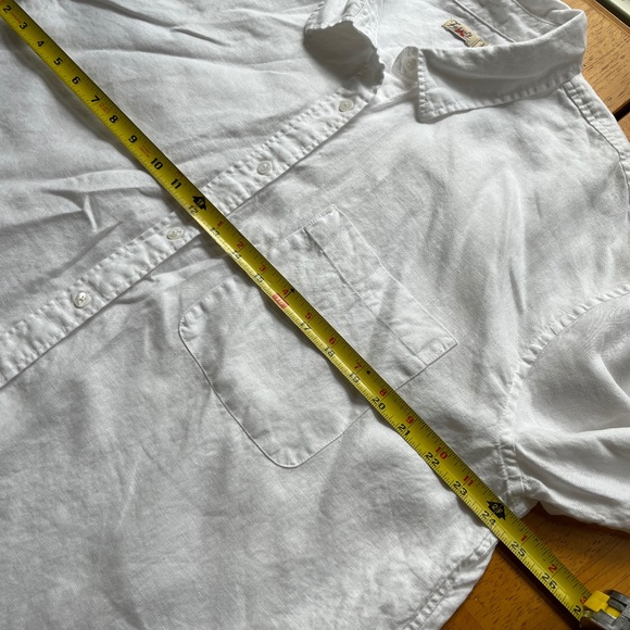 Faherty Laguna Premium Linen Relaxed White Shirt Chest Pocket Blouse, Size L - Picture 5 of 9